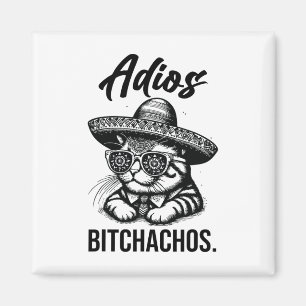 Imã Adios Achos Cat Em Sombrero Engraçado Anúncio Espa