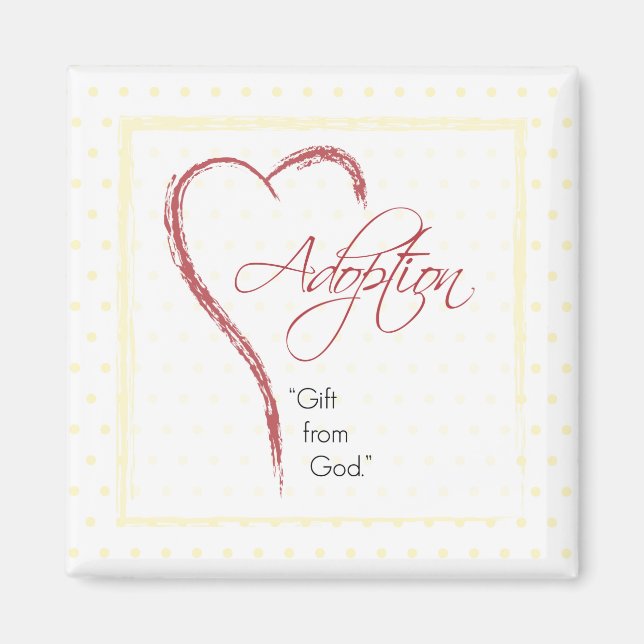 Imã Adoção, Religiosa, Pontos Amarelos com Coração Ver (Frente)