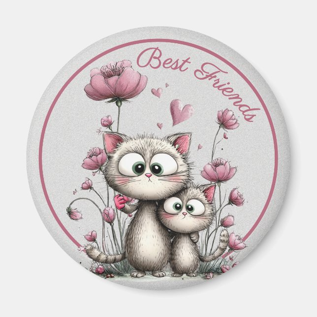 Imã Adorable Cats Best Friends Magnet (Frente)
