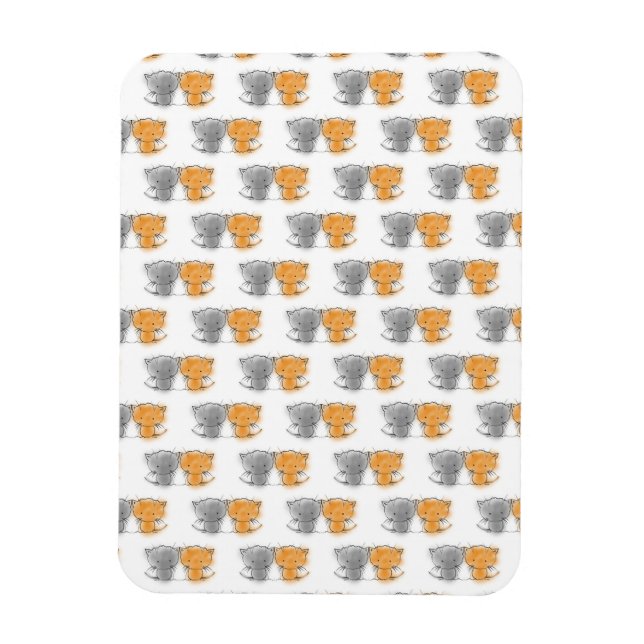 Ímã Adorable Fluffy Kittens Illustration Cat Art (Vertical)