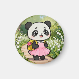 Imã Adorable Kawaii Panda Girl on a Dreamy Path