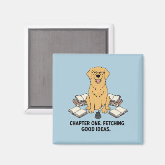 Imã Adorable Scholar Golden Retriever Fridge Decor