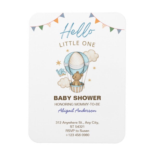 Ímã Adorable Teddy Bear Boy Kid Baby Shower Invitation (Vertical)