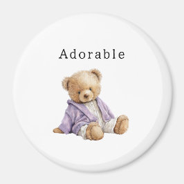 Imã Adorable Teddy Bear Purple Jacket