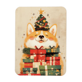 Ímã Adorable Welsh Corgi with Christmas Gifts