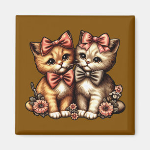 Imã Adoráveis Gatinhos Com Arco