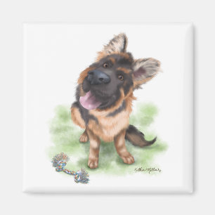 Imã Adorável cachorrinho de desenho animado Pastor Ale
