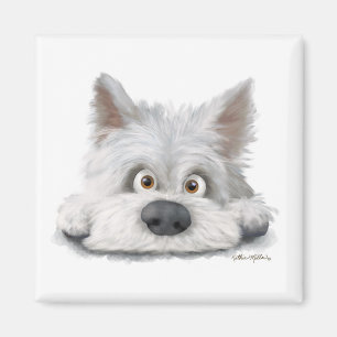Imã Adorável Cartoon de Terrier Escocês Branco