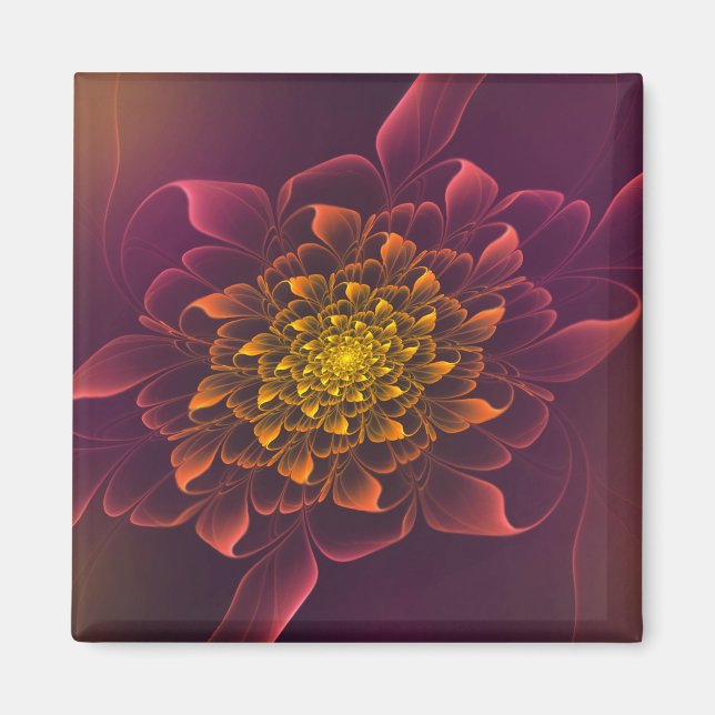 Imã Adorável Chrysanthemum Fractal Purple (Frente)