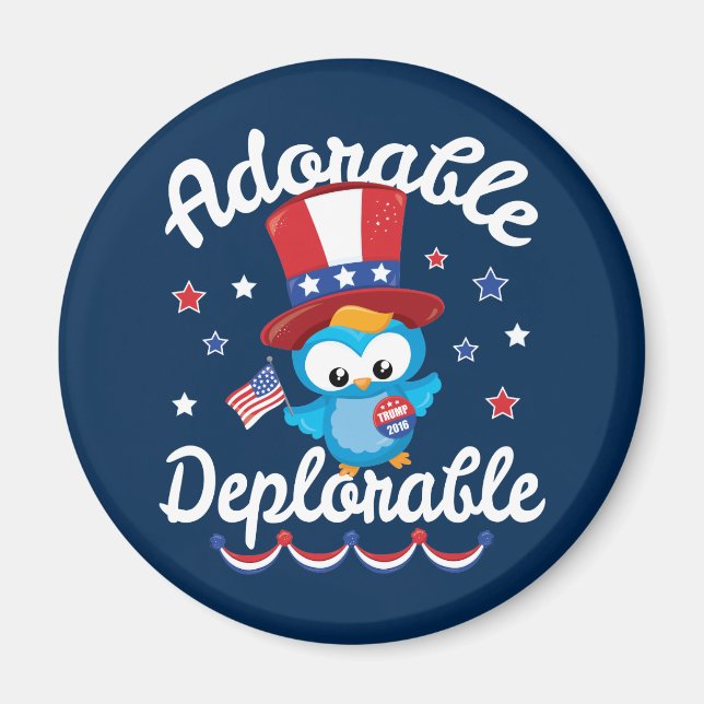 Imã Adorável Coruja Deplorável 2016 (Frente)
