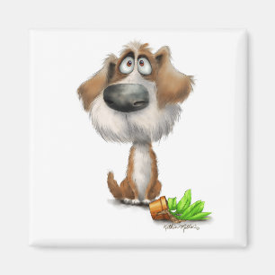 Imã Adorável Desenho Animado de Cachorro Desgrenhado C