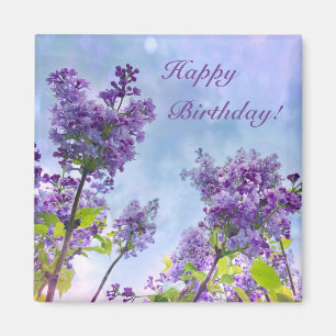 Imã Adorável Feliz Aniversário de Lilac