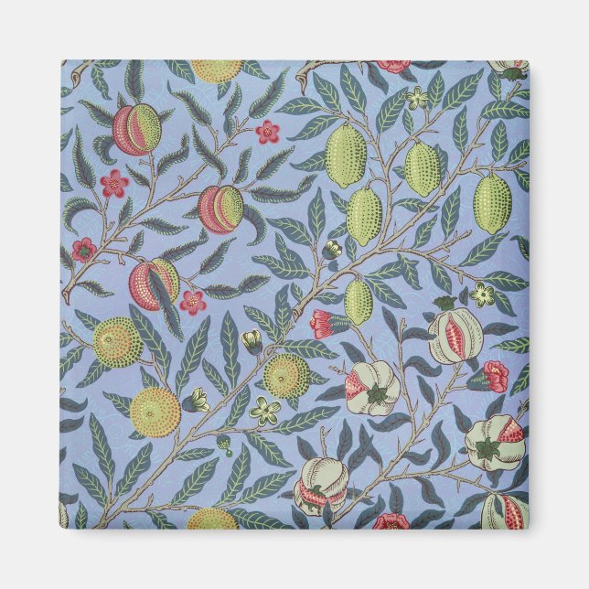 Imã Adorno Azul Romã Fruta William Morris (Frente)