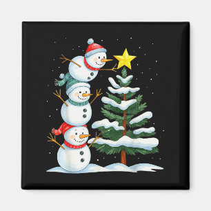 Imã Adorno de Natal engraçado de Homem de Neve Árvore