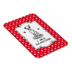 Ímã Adoro Dalmatianos (preto 1) Corações Bonitos