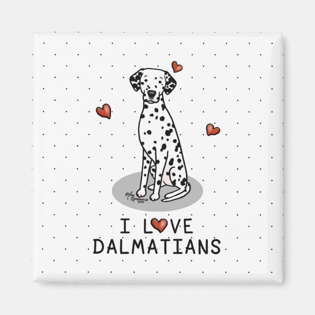 Imã Adoro Dalmatianos (preto 1) Corações Bonitos (Frente)