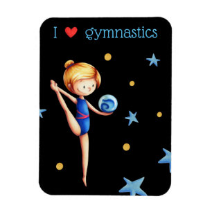 Ímã Adoro estrelas de ginástica e preto de ginasta