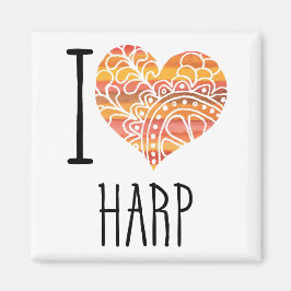 Imã Adoro Harp Orange Mandala Heart