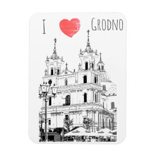 Ímã Adoro o desenho da arquitetura do Grodno Belarus