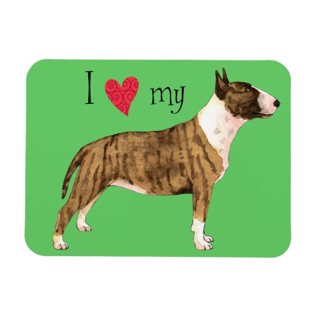 Ímã Adoro o meu Mini Bull Terrier (Horizontal)