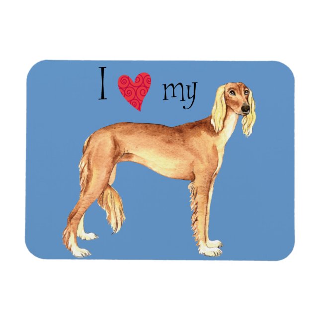 Ímã Adoro o meu Saluki (Horizontal)