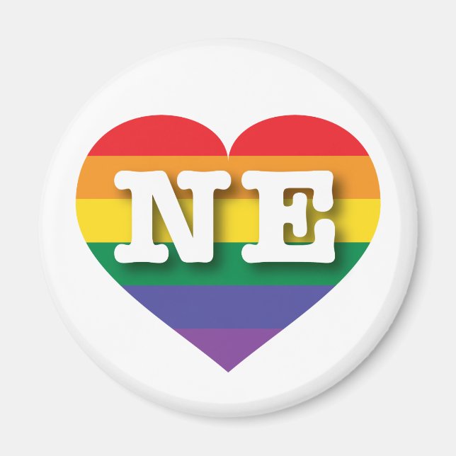 Imã Adoro o Nebraska Orgulho gay Rainbow Heart (Frente)