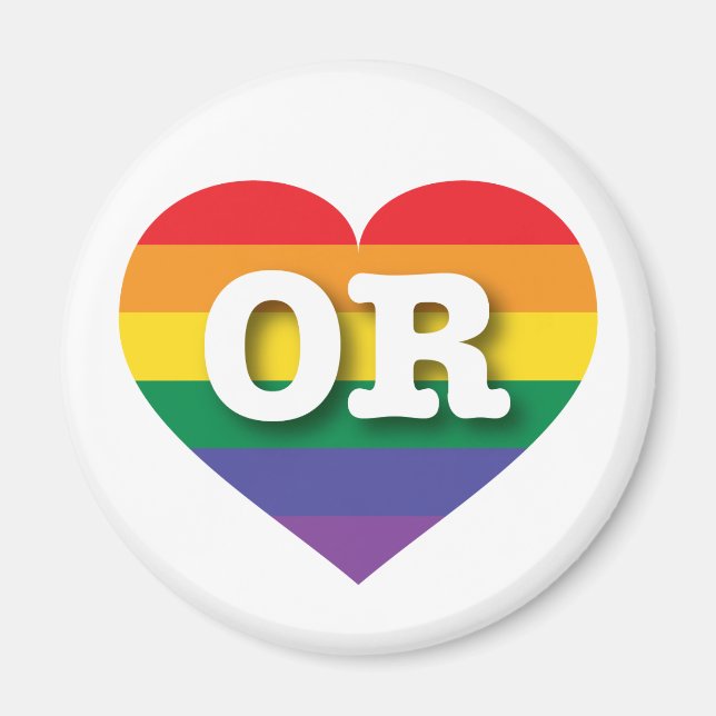 Imã Adoro ÓOregon Orgulho gay Rainbow Heart (Frente)