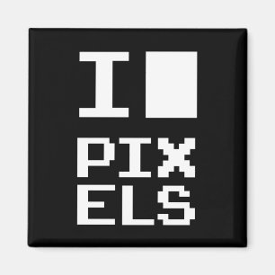 Imã Adoro Pixels, design de geek, arte de pixel