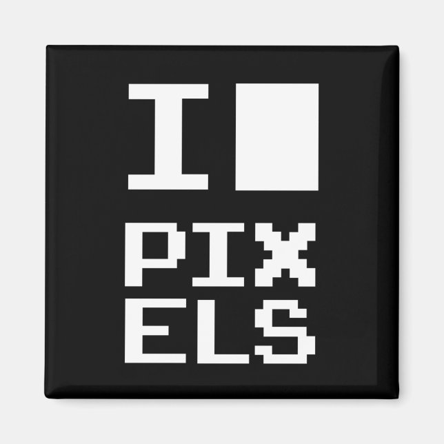 Imã Adoro Pixels, design de geek, arte de pixel (Frente)