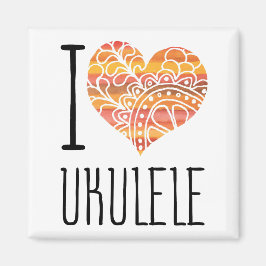 Imã Adoro Ukulele Orange Mandala Heart
