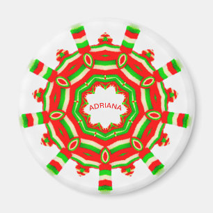 Imã ADRIANA ~ Roda de Natal Personalizada— Fractal ~