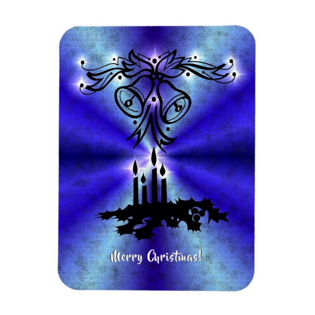 Ímã Advento, Artdeco de Natal no Arco Verde Azul (Vertical)
