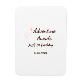 Ímã Adventure awaits 1st birthday name date planeretro