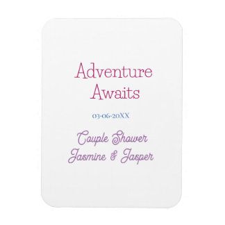 Ímã adventure awaits couple shower name date pink blue