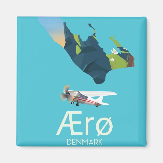 Imã AErø, poster de viagens de Mapa da Dinamarca (Frente)