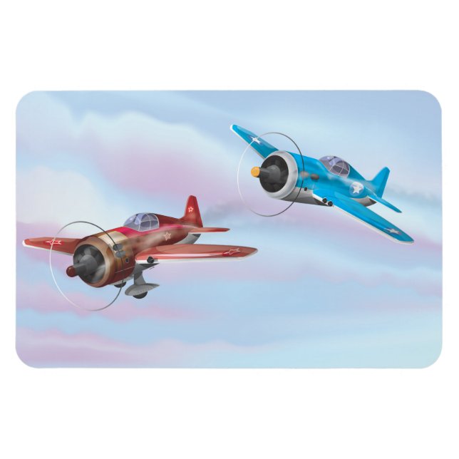 Ímã Aeronaves de desenho animado com hélice dupla voan (Horizontal)