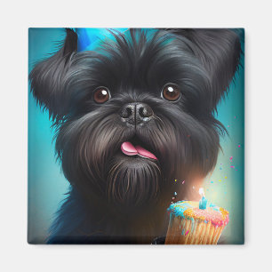 Imã Affenpinscher celebrando Balões de aniversário bol