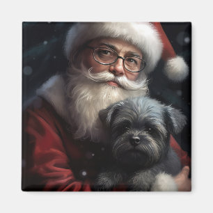 Imã Affenpinscher com Papai Noel Natal Festivo