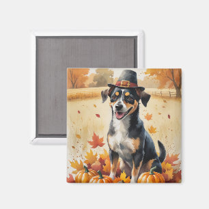 Imã Affenpinscher nas Folhas de Outono Arte do Dia de