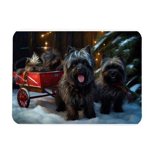Ímã Affenpinscher Snowy Sleigh Passeia Decência de Nat (Horizontal)