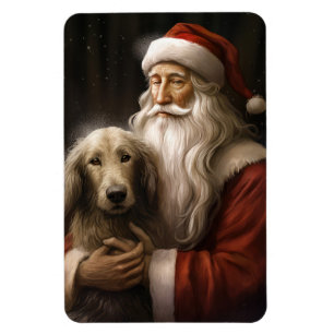 Ímã Afghan Hound com Papai Noel Natal Festivo