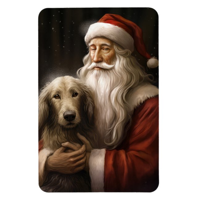 Ímã Afghan Hound com Papai Noel Natal Festivo (Vertical)