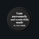 Imã Afirmação Positiva Simples da Bíblia Preto Cristão<br><div class="desc">Este ímã simples e significativo apresenta um poderoso verso Bíblia do Livro do Salmo.</div>