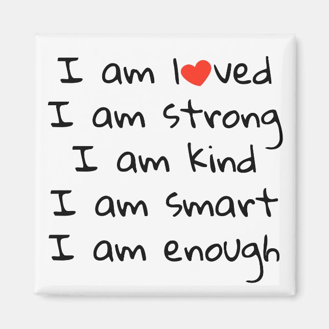 Imã Afirmações Tipografia Cardíaca Preto Vermelho (Frente)