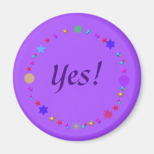Imã Afirmar Sim! Estrelas Coloridas Retro Roxo Ímãs
