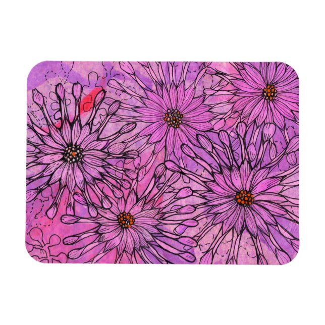 Ímã África Daisy Cape Daisies Flores Rosa Arte Floral (Horizontal)