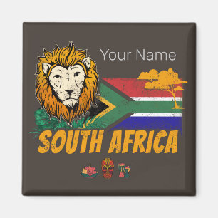 Imã África do Sul Vintage Lion Flag Safari Souvenir