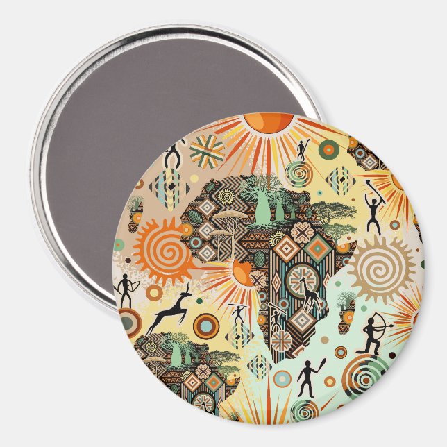 Imã Africa Map Decorative Tribal Elements Pattern (Front/Back)