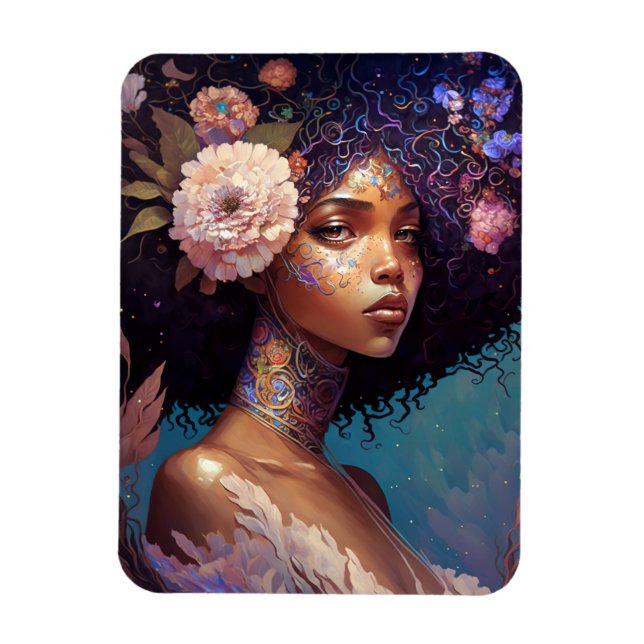 Ímã African American Black Goddess Queen Fantasy Art (Vertical)