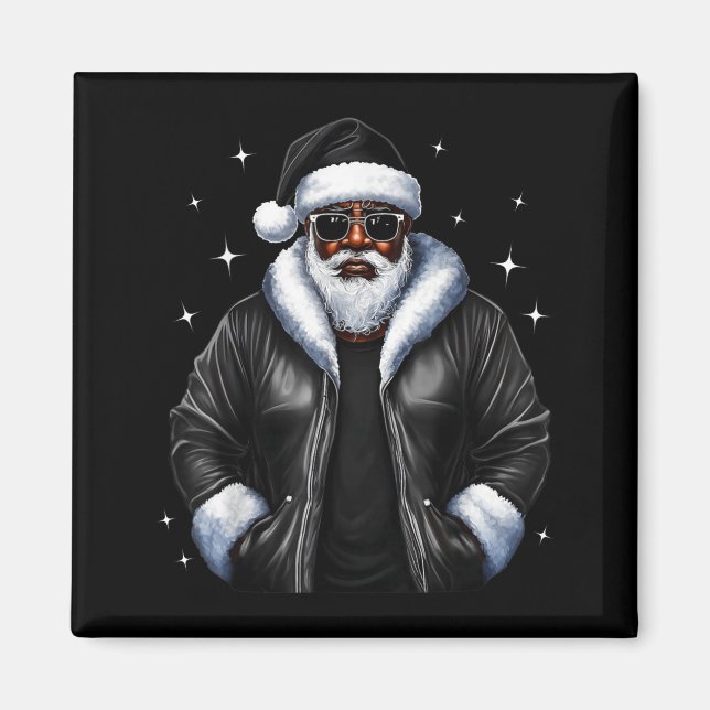 Imã African American Christmas Xmas Afro Santa Claus  (Frente)